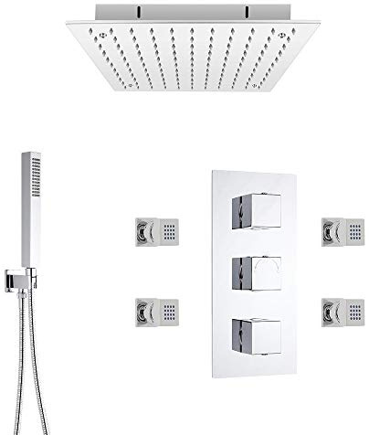 MILANO Mixer Valve Recessed Shower Head Handset Body Jets Chrome