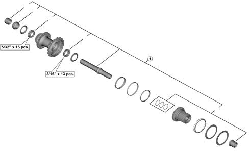 Shimano Spares FH-M9111 complete hub axle, 142 mm