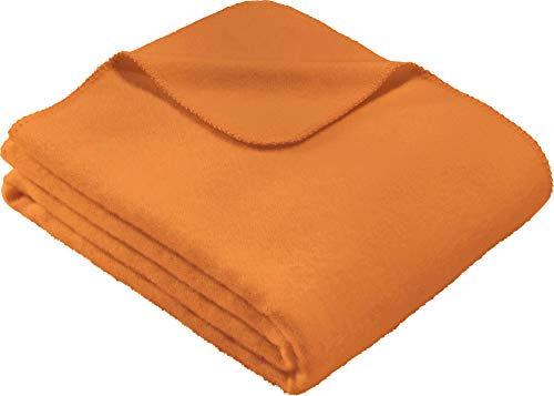 Erwin Müller Kuscheldecke, Wolldecke, Plaid, Wohndecke orange Größe 150x200 cm - warm, kuschelig weich und feichtigkeitsausgleichend (weitere Farben, Größen)