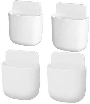 MINGCHENCN 4-Teilige Fernbedienung Halter Organizer, Fernbedienung Aufbewahrungsbox Wandhalterung, Wandhalterung Organisator Medien Organizer TV-Fernbedienung , für Handy-Ladegerät (Weiß 1)