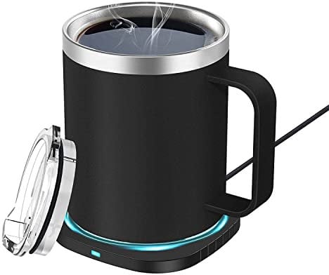 Lamker 2 en 1 300ml Chauffe Tasse de Café USB Électrique Chauffe Boisson Intelligent Température Constante 131 ℉ / 55 ℃ INOX Mug Isotherme pour Café Thé Eau Lait Tasse Plus Chau Bureau à Domicile