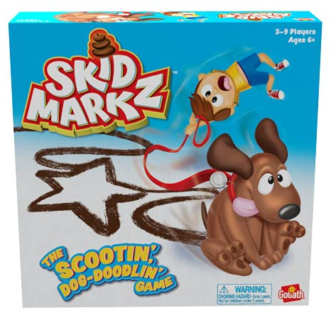 Goliath Games - Skid Markz, The Scootin, Dog-Doodlin-Spiel für Kinder, für 3–9 Spieler ab 6 Jahren