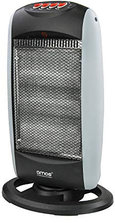 AMOS Halogen Heater 3 Heat Settings 400W To 1200W Oscillating Home Office Radiator 3-Bar with Overheat Protection, 1 Pack