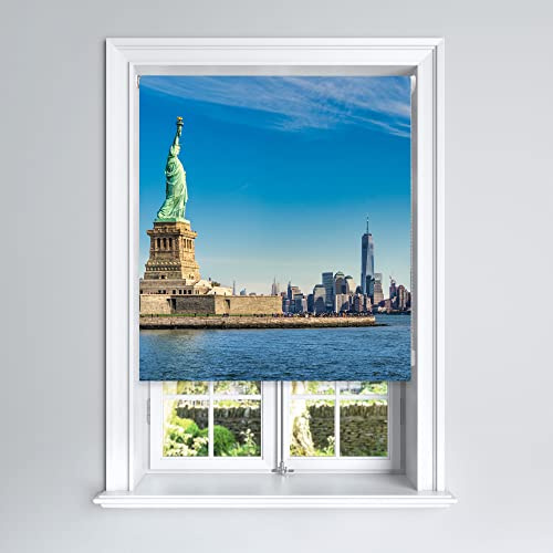 Lister Cartwright Photographic Blackout Roller Blind - (120 x 140 cm) Printed Colourful Roller Blind Easy Fit Window Blind with Child Safety -Bedroom Bathroom Kitchen & Living Room-Statue of Liberty