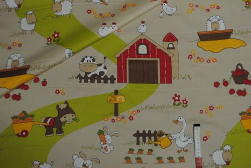 alles-meine.de GmbH 0,7 m * 1,4 m - Schafe - Stoff Baumwolle - Bauernhof Schaf Kinder Kinderstoff Tiere Tiermotiv Hasen Pferde Haustiere