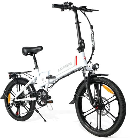 SAMEBIKE E Bike Elektrofahrrad, 20 Zoll, E-Bike mit 10.4 Ah/48V Li-Akku,Beschleuniger, 40–80 km Faltbares Elektrofahrrad (Weiß)
