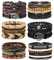 Adramata 24 Stück geflochtene Lederarmbänder für Männer Frauen Punk Goth Vintage Armband verstellbare coole Ledermanschettenarmbänder