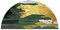 makeups69 Halbkreis Teppich Wohnzimmerteppich Modernes Design Schlafzimmerteppich Halbrunder Balkon Bodenschutz Dekorationen,grün Gold schwarz grau abstrakt Half Circle 90 x 180 cm