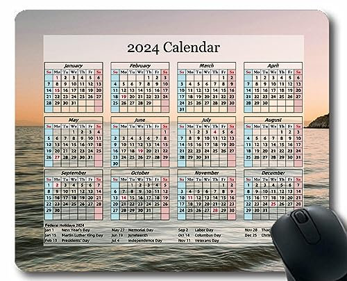 Gaming Mouse Pad 2025 Year Calendar with Holidays,Birds Flowers Pattern Mouse Mat for Office Computers Laptop Men Women