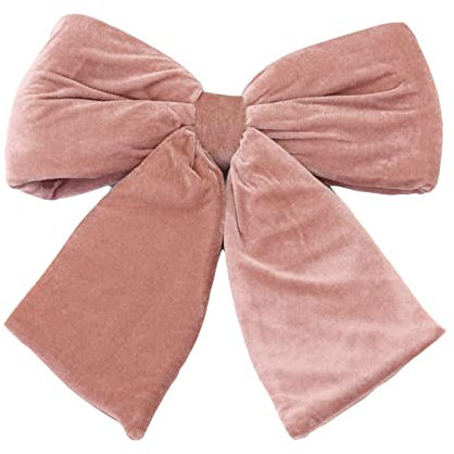 Magie di Natale Fiocco Imbottito in Velluto Decorazione Natalizia per Albero e Ghirlanda Dietro Porta (Large, Rosa Anticato)