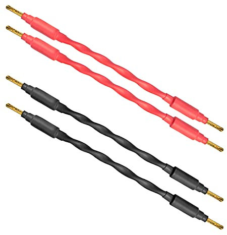 WORLDS BEST CABLES 4 Units - 15 CM - Canare 4S11 – Audiophile Grade - 11AWG - HiFi Speaker Jumper Cable Terminated with Gold Banana Connectors