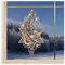 DSD Design-Studio Drechsler Weihnachts-Fensterbild Stern mit Kirche Fenster-Dekoration Advent Winterlandschaft aus Plauener Spitze rot 34x19 cm