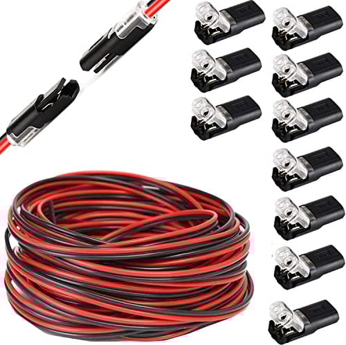 RUNCCI-YUN 10 pezzi Connettori a Striscia LED,DC12V Connettore Elettrico,LED 2 pin Cavo Connettore,Bassa Tensione Connettori a Filo+20m Cavo prolunga striscia a LED per SMD 3528 2835 5050 5630