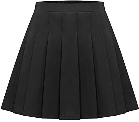 Maeau Plissee Rock Kurz Mädchen Schulmädchen Faltenrock Tennis Schule Röcke Elastische Hohe Taille Kinder Gefaltete Minirock Skater mit Integrierter Shorts Sommer Frühling Herbst Schwarz 8-9 Jahre