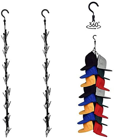BetterJonny 2Pcs Cap Rack, Baseball Kappen Halter Verstellbar Tür Kappen mit 32 Clips Gestell Caps Halter Baseball Caps Organizer Schrank Hängend Kappen Organizer Hängend Kappen Halter für Zuhause