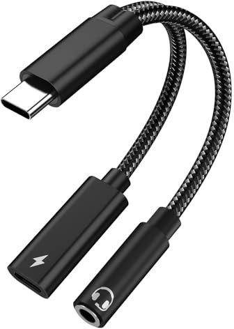 GEEKRIA USB-C to 3.5mm Jack Audio Charger Adapter, PD 60W Fast Charge, USB-C DAC Digital Audio Cable Compatible with Samsung Galaxy S23 S23 Ultra S23+, Google Pixel 8 7, HTC U205G U19e