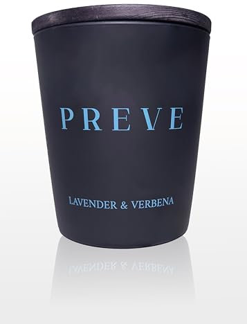 PREVE Candle Duftkerze im Glas | Lavender & Verbena | Brenndauer 40 Stunden - 180g | Wellness für zuhause | Handgemacht & Vegan | Geschenk Geschenkset |