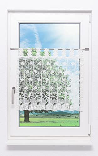 Plauener Spitze Scheibengardine Blüte (Bx H) 48cm * 60cm weiß
