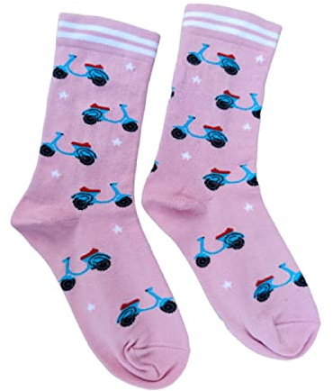 JOYA Luxurious Bamboo Socks UK 4-7 EU 36-40 Pink Vespas