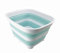 SAMMART 15L Collapsible Dishpan with Draining Plug - Foldable Washing Basin - Portable Dish Washing Tub - Space Saving Kitchen Storage Tray (White/Lake Green)