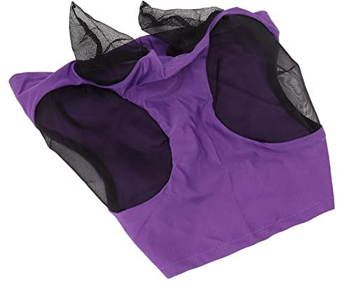 Zerodis Pferdenetz-Fliegenmaske, Atmungsaktive, Dehnbare, Elastische Gesichtsmaske für Pferde, Verhindert Mückenohrenschutz für den Stall (Lila)