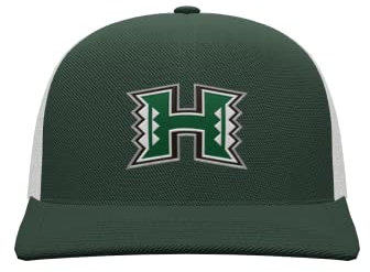 NCAA College Teams Baseballkappe mit mittlerem Profil, strukturiert, verstellbar, Snapback, Hawaii Grn/Wt, Einheitsgröße