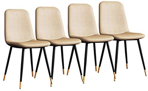Chaises de Salle à Manger Nordiques Ensemble de 4 chaises de Cuisine en Cuir PU avec Pieds en métal Robustes pour Bureau, Salon, café, Chaise, Tabouret, Ensemble de Salon (Color : Beige)