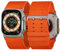 Tefeca Dual Series - Correa para Apple Watch Ultra, compatible con Apple Watch (nailon naranja con adaptadores plateados, ultra ancha 49/45/44/42 mm)