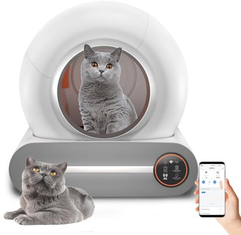 Quixnova Automatic Self Cleaning Cat Litter Tray, Extra Large/Odor Isolation/App Control Smart Robot Cat Litter Box, No Stuck Cat, 9L Waste Bin