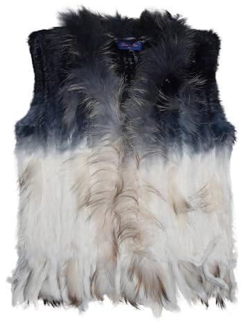 Miss Rouge gilet sans manche,en fourrure lapin,bicoulore noir rose,TU36-40