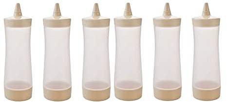 Graootoly 6 de condimentos para , botella de ketchup, mostaza, recipientes para condimentos de cocina, color beige