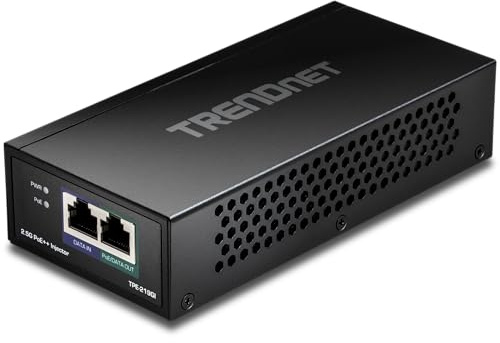 TRENDnet,TPE-219GI, 2,5G PoE++-Injektor, 90 W PoE++, 30 W PoE+, 15,4 W PoE, IEEE 802.3 bt /802.3at/802.3af-konform, Metallgehäuse, bis zu 100 m (328 Fuß), Schwarz