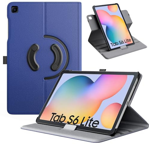 TiMOVO Coque pour Samsung Galaxy Tab S6 Lite 2024/2020/2022, Étui de Protection Rotatif à 90° avec Boucle de S Pen, Housse Auto Réveil/Sommeil pour Galaxy Tab S6 Lite 10,4, Marine Bleu