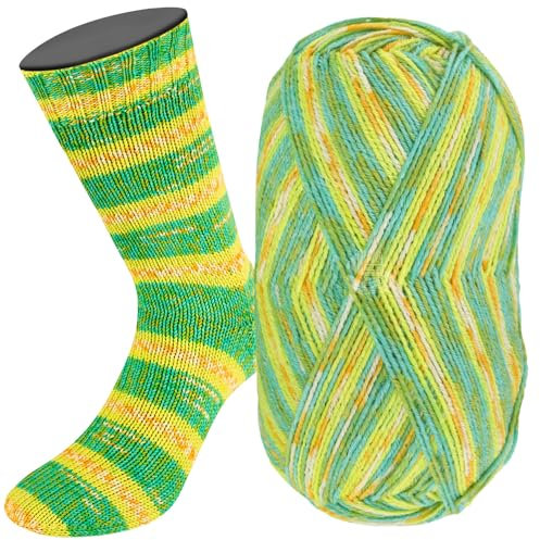 LANA GROSSA Meilenweit Cotone Vegano Baia| 4-fädiger Baumwoll-Sockenklassiker, waschmaschinenfest | Handstrickgarn aus 76% Baumwolle, 14% Polyamid & 10% Polyester | 100g Wolle | 420m Garn FB1511