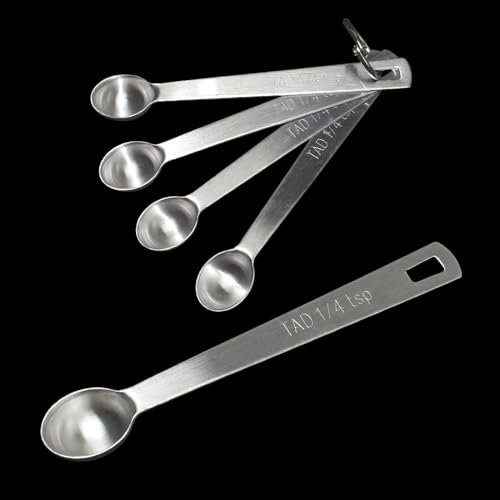 4 Pcs Small Measuring Spoon 1/16 Measuring Teaspoon(1/16 Tsp | 0.33 ml | 0.33 cc | 0.01 oz) Single Measuring Spoon Stainless Steel Individual Spoons Mini Measuring Spoons for Cooking Baking(1/16 tsp)