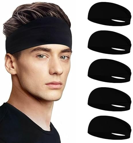Sport Stirnband für Herren und Damen Double Sided Feuchtigkeitsabführend Stirnbänder Hoch Elastisch rutschfest Haarband Breit Schweißband für Fitness Workout Laufen Radfahren(Mehrfarbig-5)