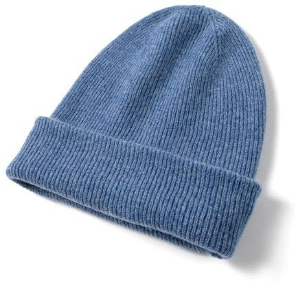 Tinncana 100% Kaschmir Beanie für Frauen und Männer, doppellagige Wintermütze Beanie Hat (DE/NL/SE/PL, Alphanumerisch, Einheitsgröße, Blau)