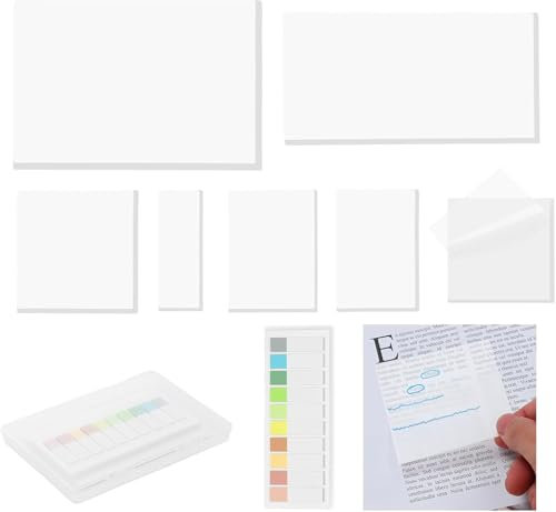 400 Blätter Transparente Haftnotizen, Transparent Sticky Notes, Durchsichtige Notizzettel,Selbstklebende Wasserfest Haftnotizen für Schule, Büro, Zuhause (75x75mm,50x75mm,70x95mm,25x75mm)