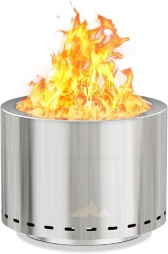 UDPATIO Rauchfreie Feuerstelle mit Ständer, 304 Edelstahl, Lagerfeuer-Ofen für draußen, Holzverbrennung mit Ascheschale, tragbare Tragetasche für Terrasse, Camping, 50 x 49,5 cm