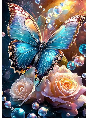 AIRDEA Schmetterling Diamond Painting Erwachsene, DIY 5D Fantasielandschaft Diamant Painting Bilder, Bastelset Erwachsene Frauen als Haus Wanddeko 30x40 cm