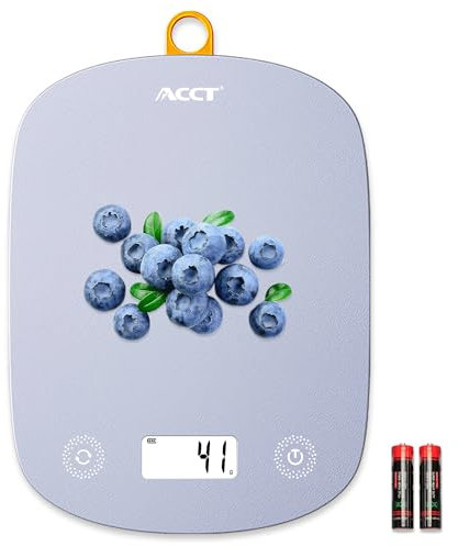ACCT Balance de cuisine 11lb/0.1oz, Balance alimentaire en grammes et en oz, Balance de cuisine pour la cuisson et la préparation des repas, 6 unités avec fonction tare, affichage LCD (violet)