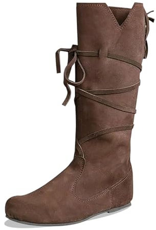 EJIMUQO Regali Natale Donna Stivaletti Donna Con Tacco Beige Stivali Donna Con Tacco E Plateau Stivali Alti Sopra Il Ginocchio Stivali Stringati Donna Tacco Stivaletti Donna 42.5