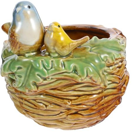 IMIKEYA Estatua De Pájaro Cerámica para Suculentas Maceta Decorativa para Interior y Oficina para Plantas Casa