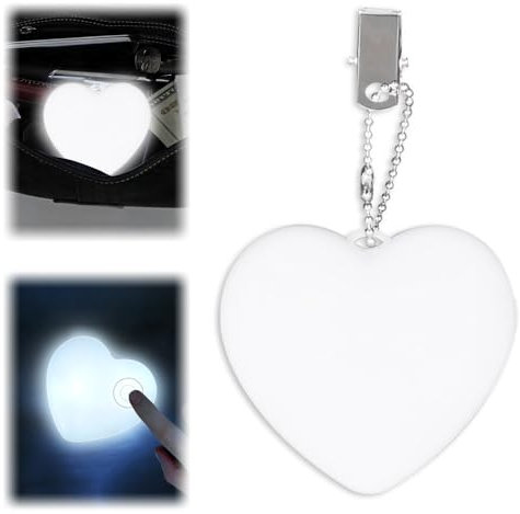SKIKHN Luz Activada por Tactos con Sensor de Forma Creativa,Luz para Bolsos de Mujer,LED Luz Nocturna con Forma de Corazón