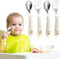 XENQITO 4 Piezas Cubertería Infantiles de Acero Inoxidable, Cubiertos Bebe, Cucharas y Tenedores de Silicona y Acero Inoxidable para Bebés, Sin BPA con Diseño Antiahogo de Sujeción de Silicona