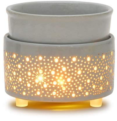 Wax Melt Burner Ceramic 3-in-1 Oil Burner Electric Candle Wax Warmer Melter Fragrance Heating Plate for Scented Waxs Home Office Bedroom Aromatherapy Gift& Décor-Grey