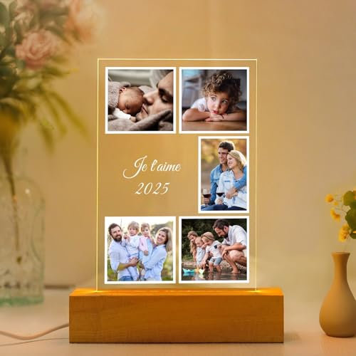 Kasofong Cadeau Femme Personnalisé, Cadre Photo Personnalisé, Cadre Personnalisé Photo, Cadre Lumineux Personnalisable, Cadeau Noel Femme