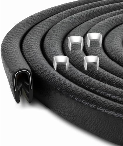 Protector de Puerta de Coche U-Forma, Coche Puerta Sello Protección de Borde Anti Choques Traje para la mayoría del Coche Negro - 5m, Negro, Goma Universal