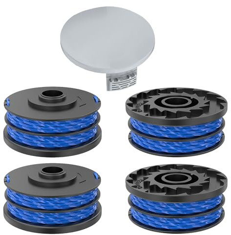 CHIHOLEN 4 Bobine Fil Coupe Bordure Compatible avec Ryobi RAC123,Convient pour Ryobi RLT4027, RLT4125, RLT5027, RLT6030, RLT5127,Ø1,5mm-8,3m,avec Capuchon RAC122(4 Bobine+1 Couvercle)