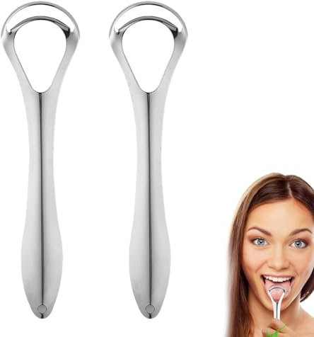 2 Stück Zungenschaber Für Erwachsene,Zungenreiniger Aus Edelstahl,Zungenschaber Edelstahl,Doppelschaberkopf-Design Für Tiefenreinigung,Zungenbürste Heilt Schlechten Atem,Verbessert Die Mundhygiene